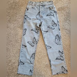 NWOT Butterfly stamped jeans